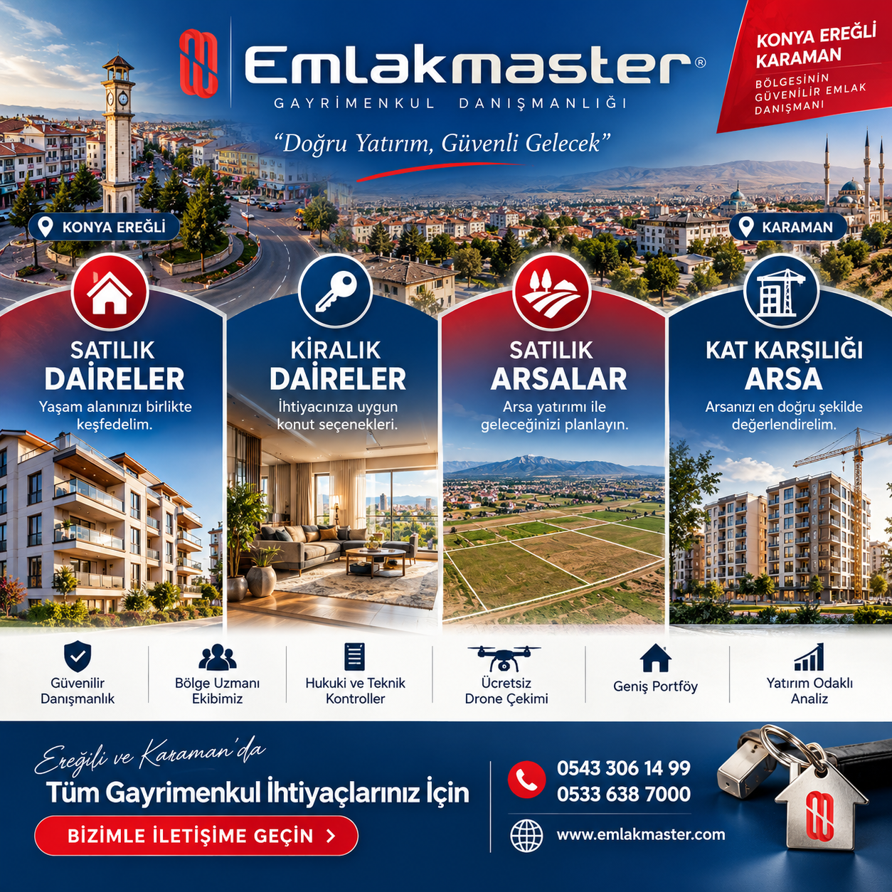 Emlakmaster Satılık ve kiralık daireler ve satılık ve kat karşılığı arsalar.