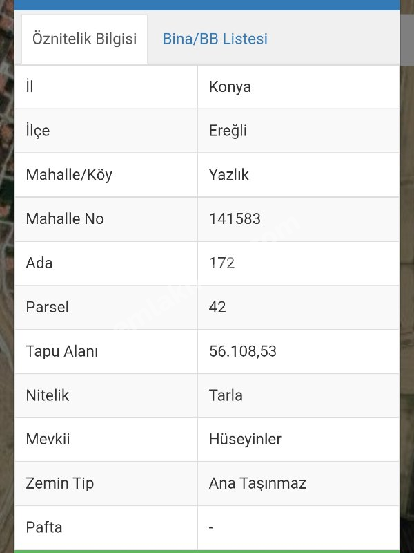 Ereğli Yazlık Mahallesi Satılık Tarla