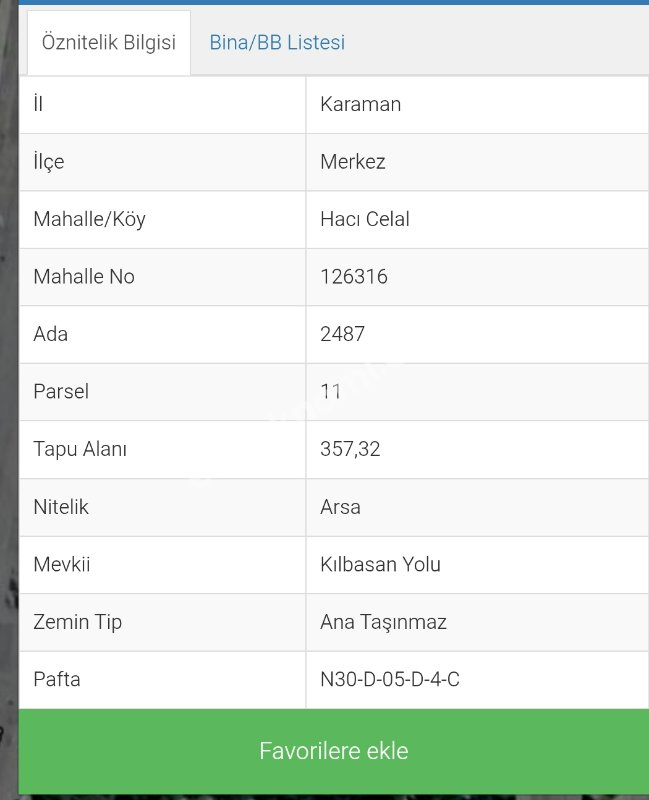 Karaman Hacıcelal Mahallesi Satılık Konut Arsası